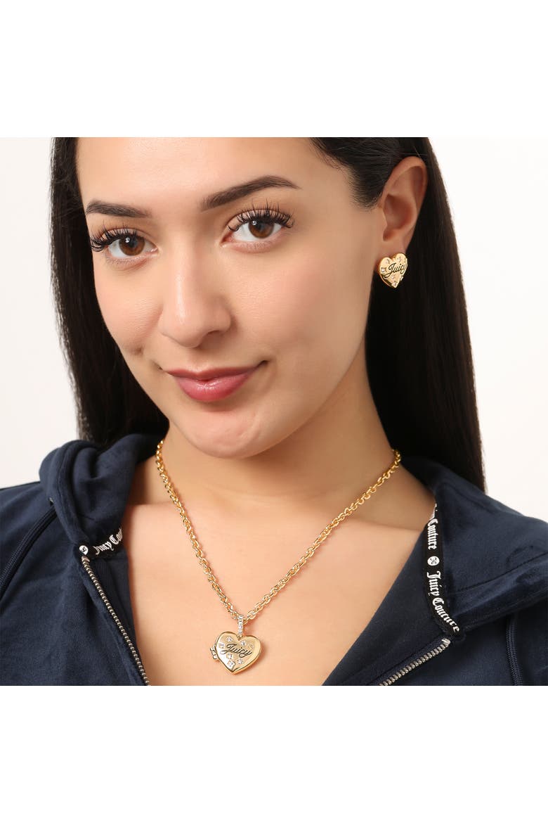 Gold-Tone Crystal Heart Locket Pendant Necklace, Alternate, color, Gold