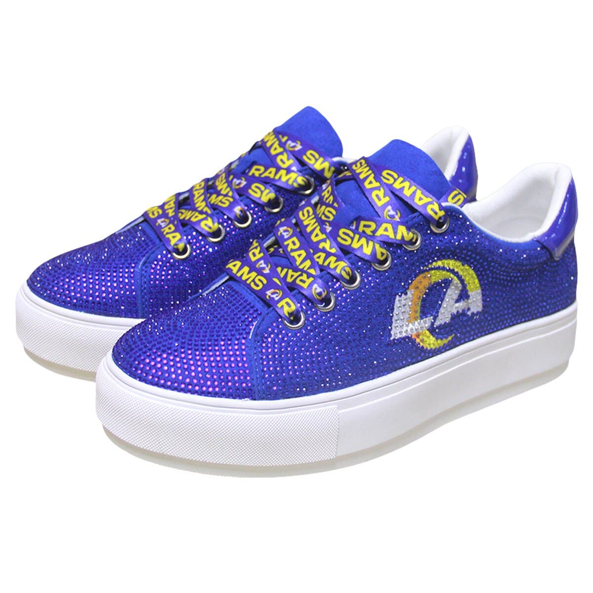 CUCE Women's Cuce Royal Los Angeles Rams Team Color Crystal Sneakers, Main, color, 