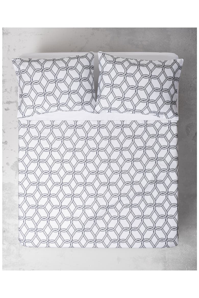 Four-Piece Chain Link Sheet Set, Alternate, color, GREY