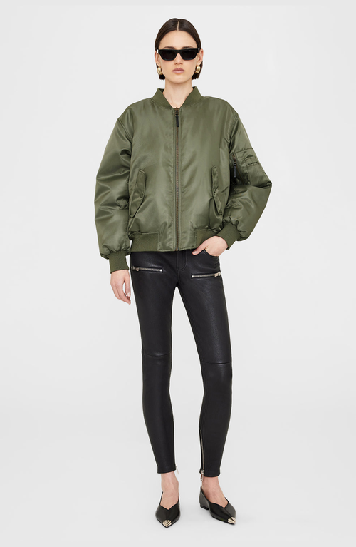 Anine Bing Leon Bomber In Green Polyester In Green