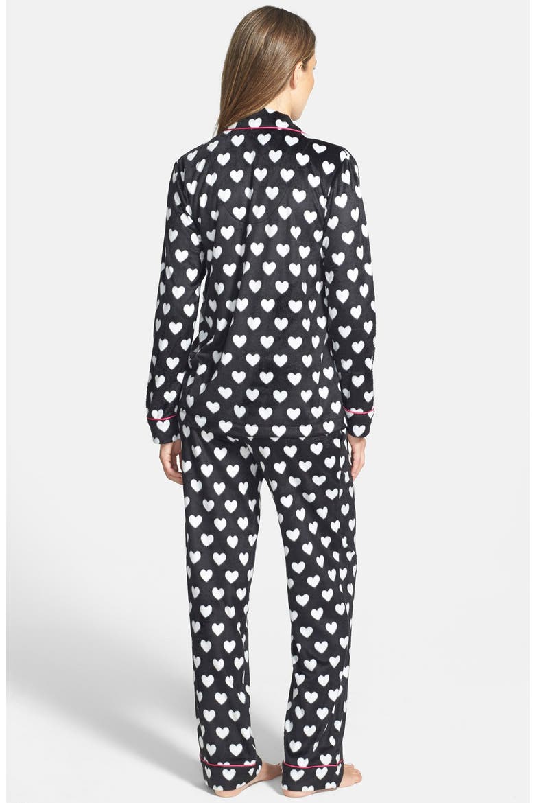 Long Sleeve Microfleece Pajamas, Alternate, color, BLACK HEART