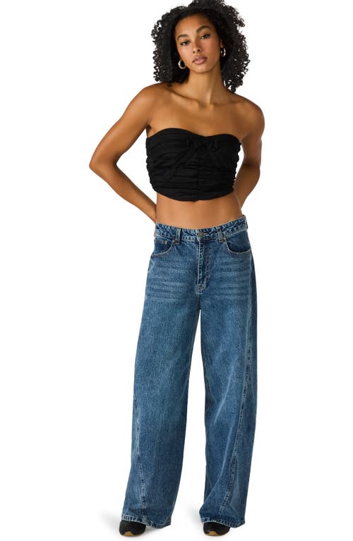 Steve Madden Women's Tulle Ruched Strapless Tube Top In Black