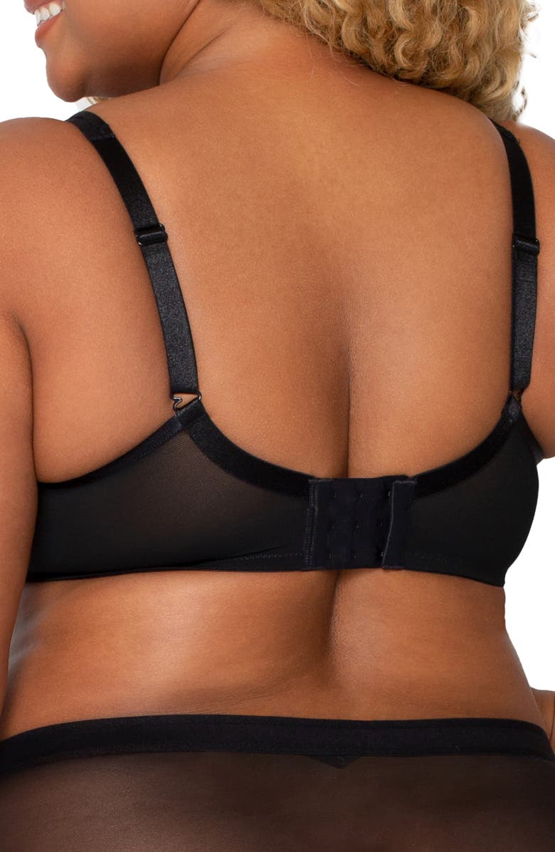 Curvy Couture Underwire Plunge Bra, Alternate, color, Black