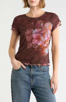 Floral Mesh Double Layer Top