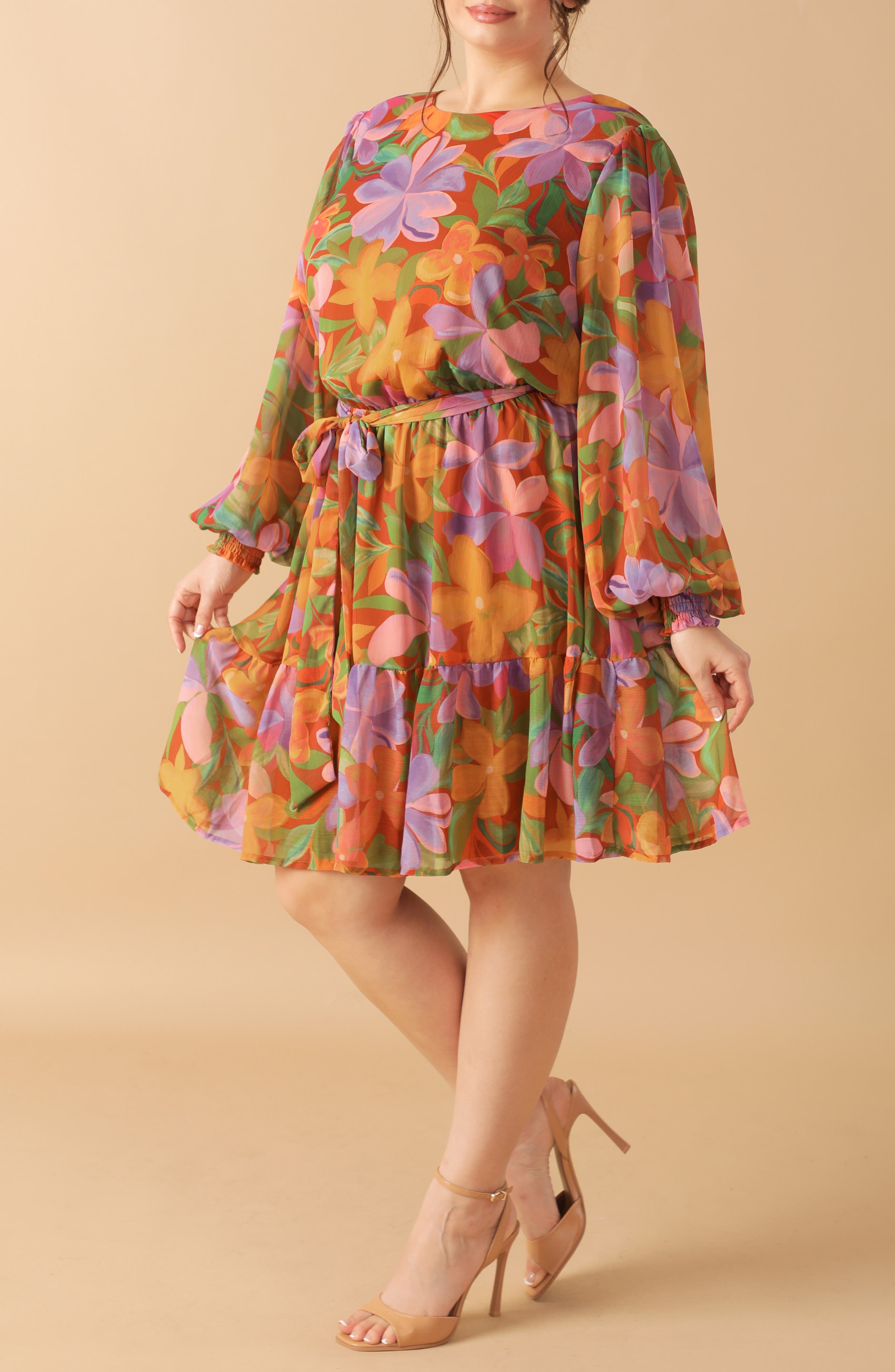 Long Sleeve Print Minidress - image 2