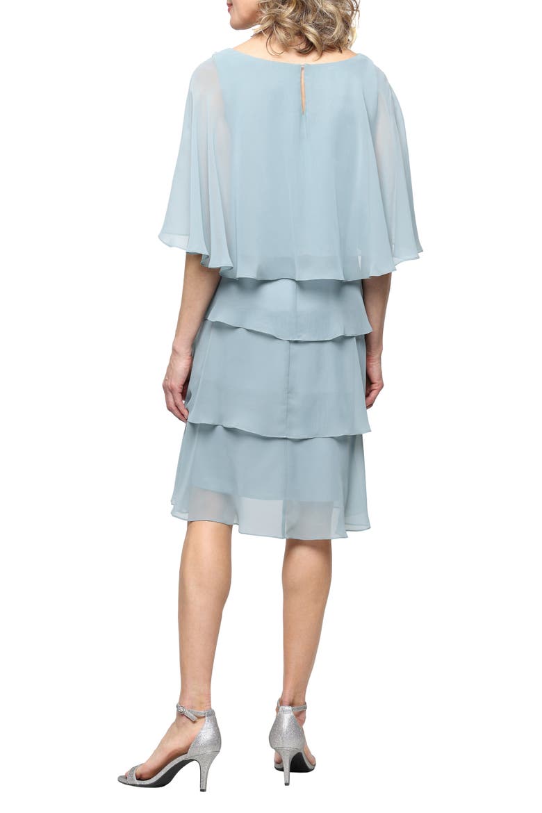 Beaded Tiered Chiffon Dress, Alternate, color, SAGE