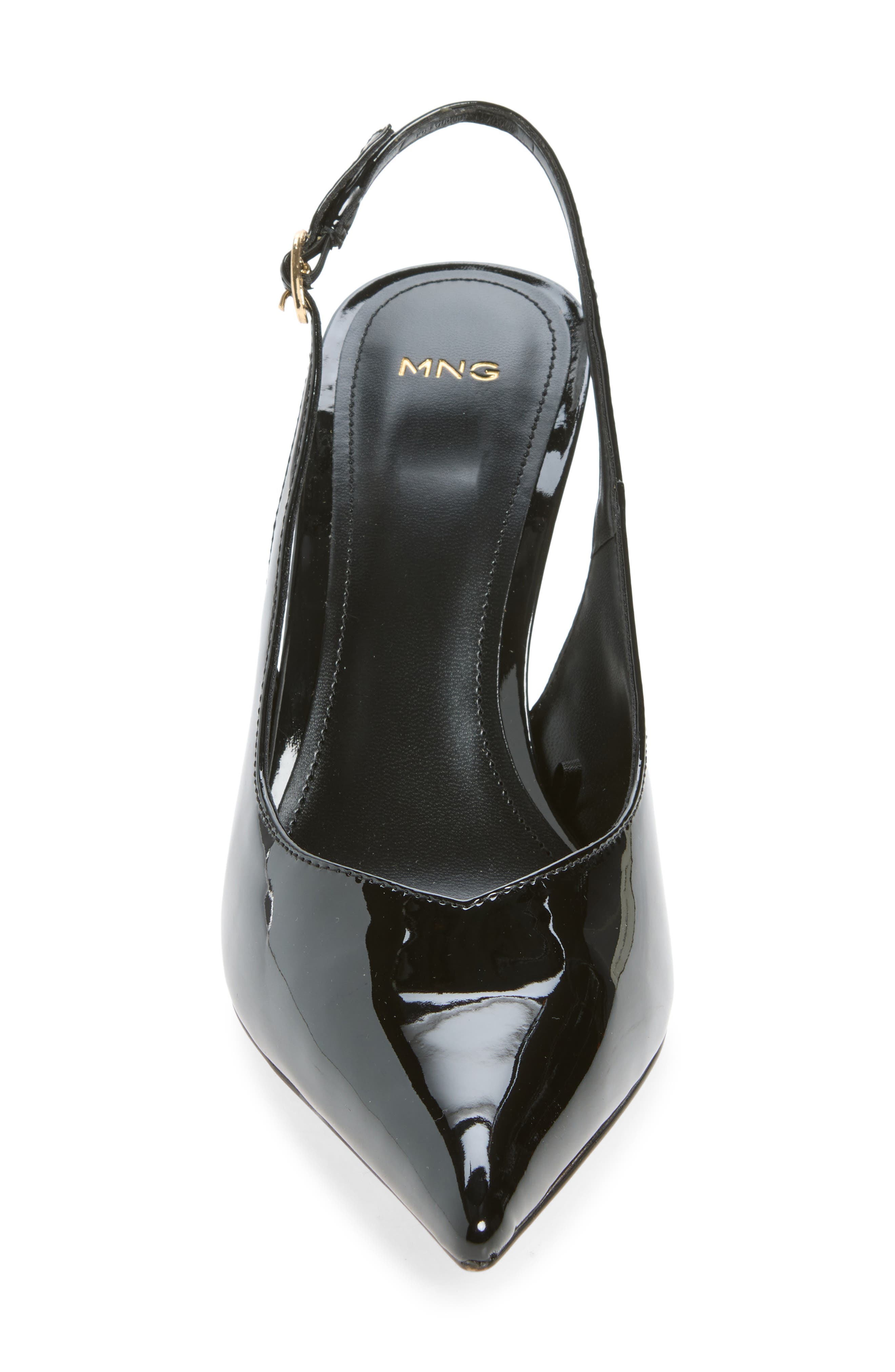Faux Leather Slingback Pump, Alternate, color, BLACK