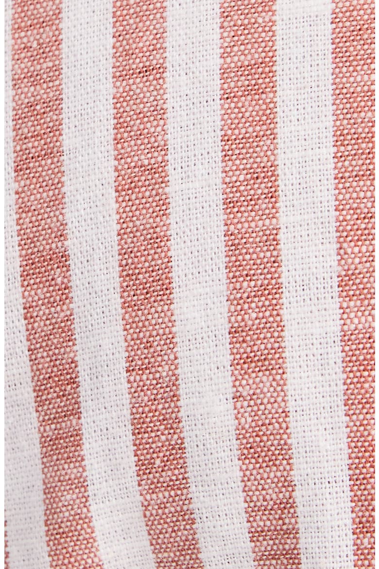 Holiday Stripe Cotton & Linen Button-Down Shirt, Alternate, color, CLAY