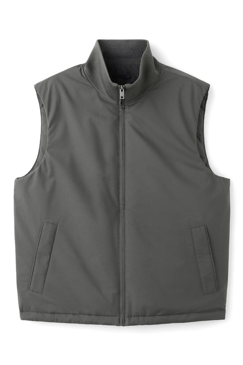 Quilted Ribbed Collar Vest, Alternate, color, GREY