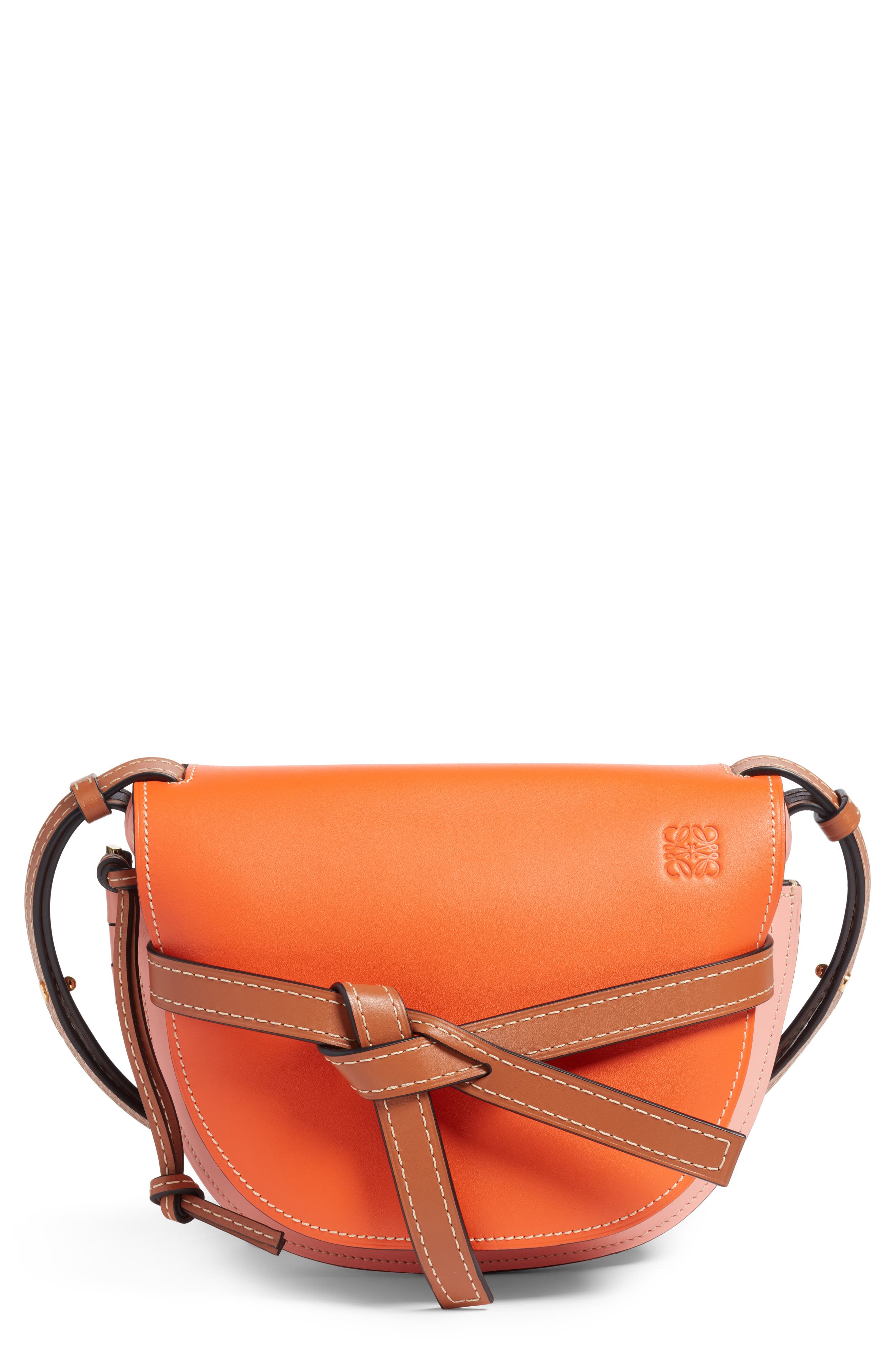 Gate Small Leather Crossbody Bag, Main, color, ORANGE/ BLOSSOM