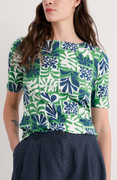 Seasalt Cornwall Poisson Print Organic Cotton T-shirt In Collage Seaweed Hedgerow