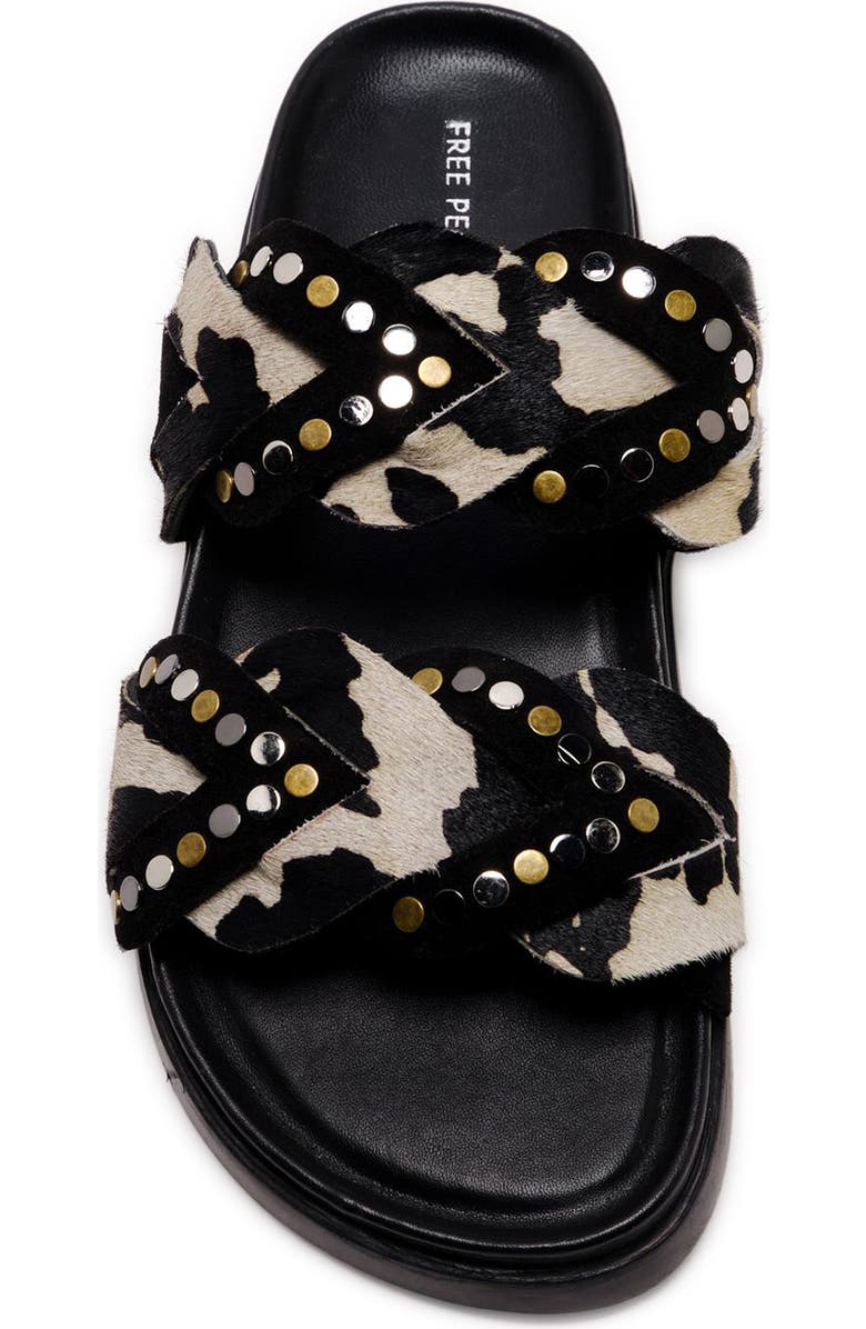 Free People Leo Genuine Calf Hair Sandal, Alternate, color, Black Calf Hair