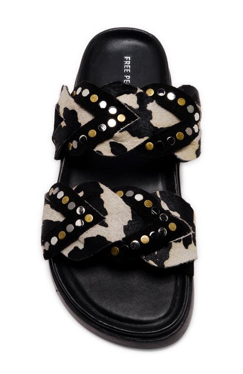 Free People Leo Genuine Calf Hair Sandal In Black Calf Hair