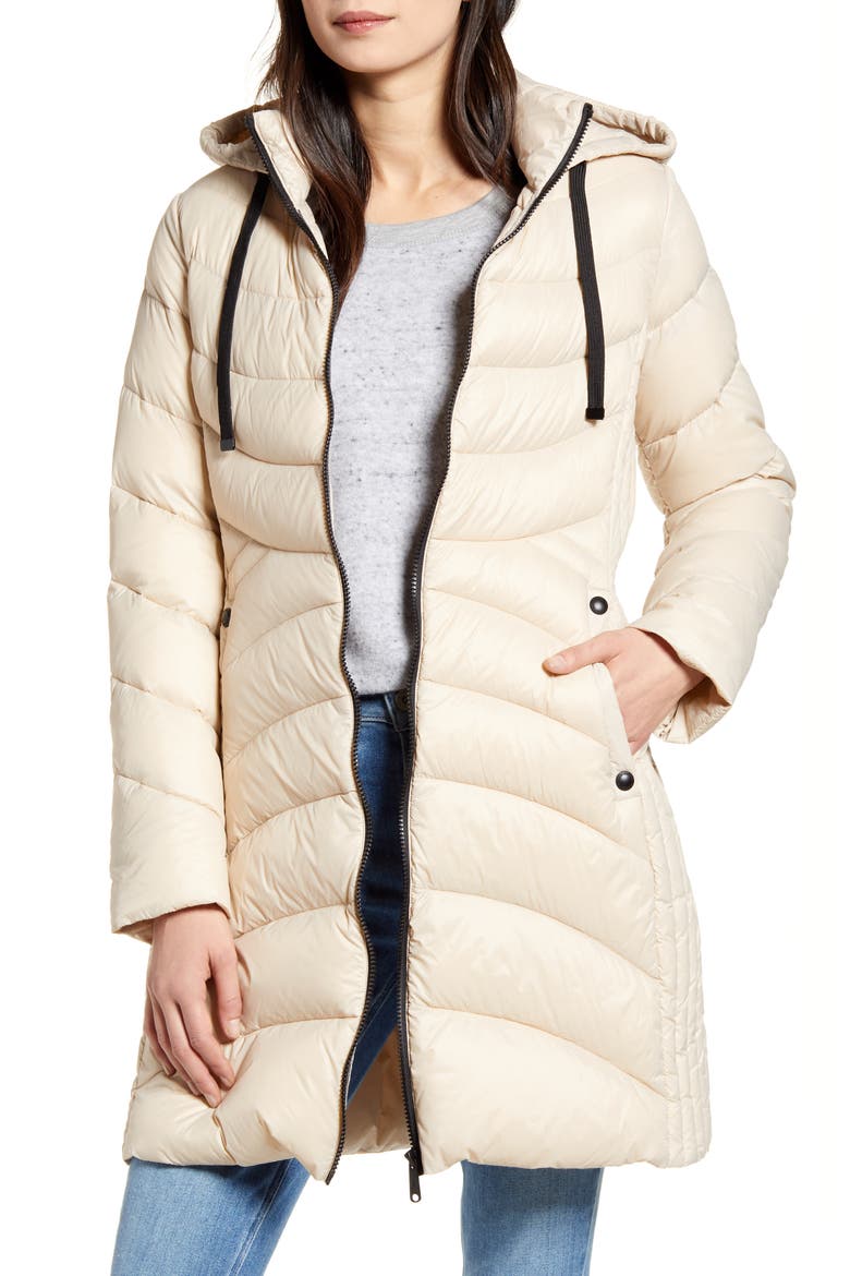 Hooded Packable Puffer Coat, Main, color, CHAMPAGNE