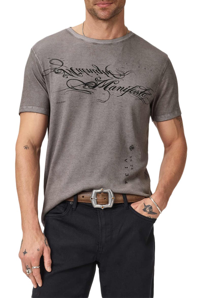 Cotton Blend Rib Graphic T-Shirt, Main, color, COAL
