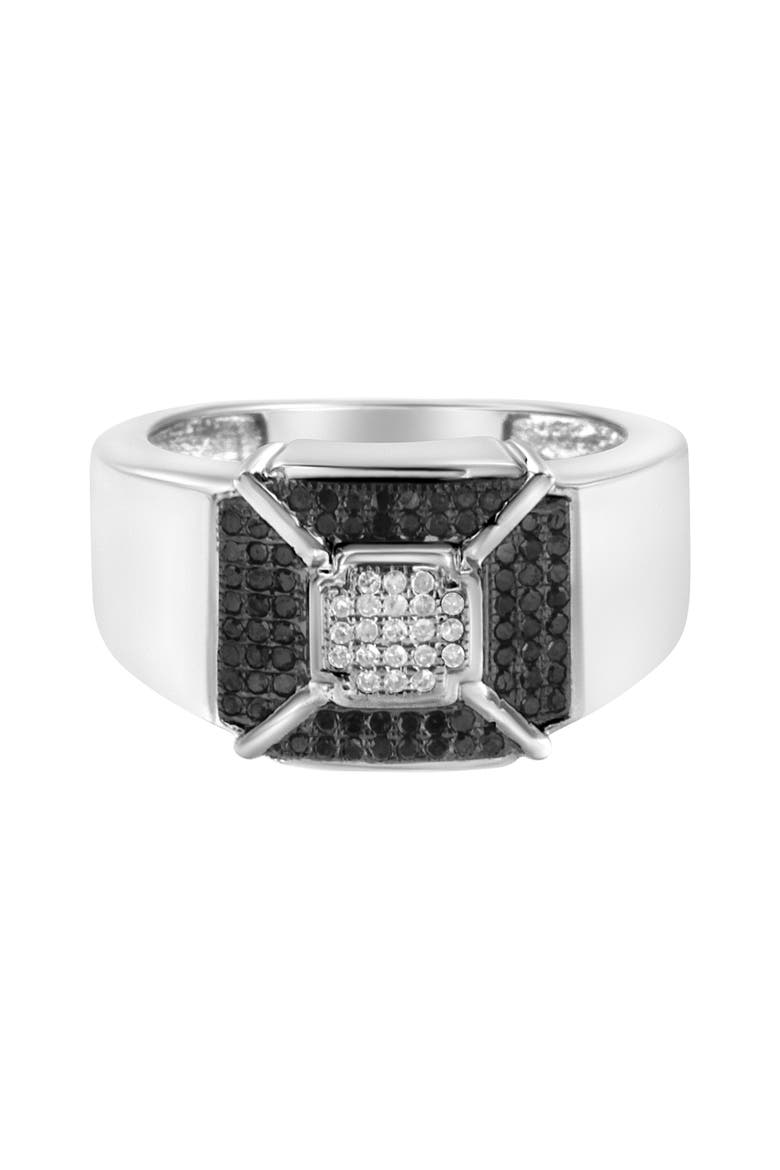 Silver 3/8 Cttw Composite Enhanced Black and White Diamond Men's Band Ring, Main, color, Silver