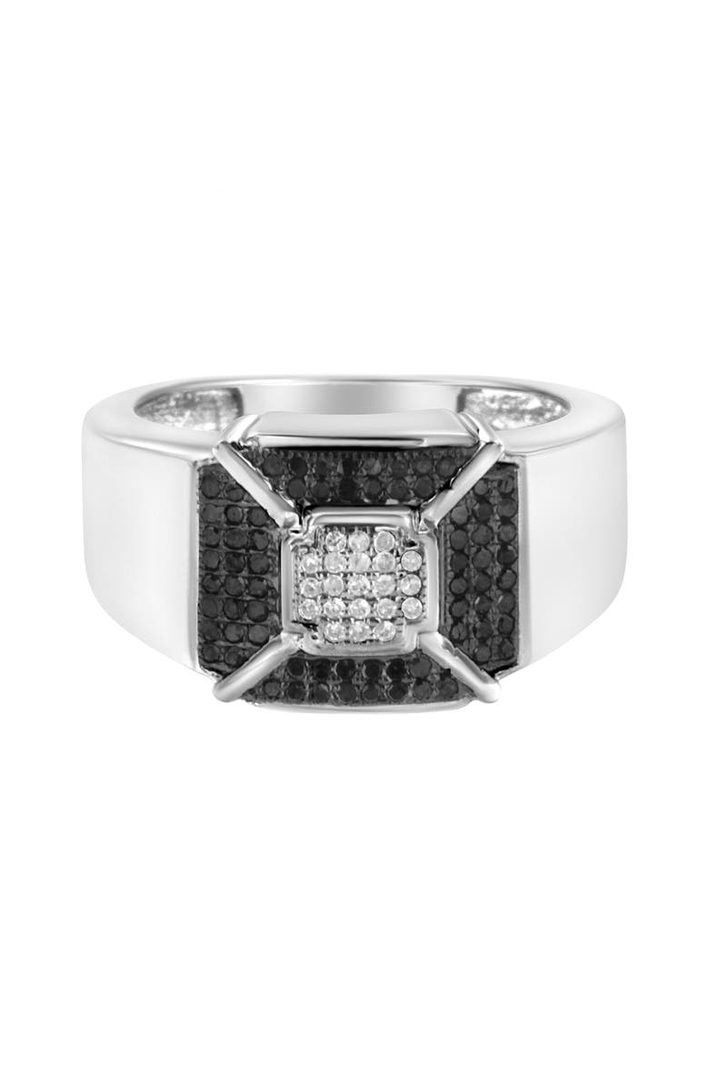 Haus of Brilliance Silver 3/8 Cttw Composite Enhanced Black and White Diamond Men's Band Ring, Main, color, White