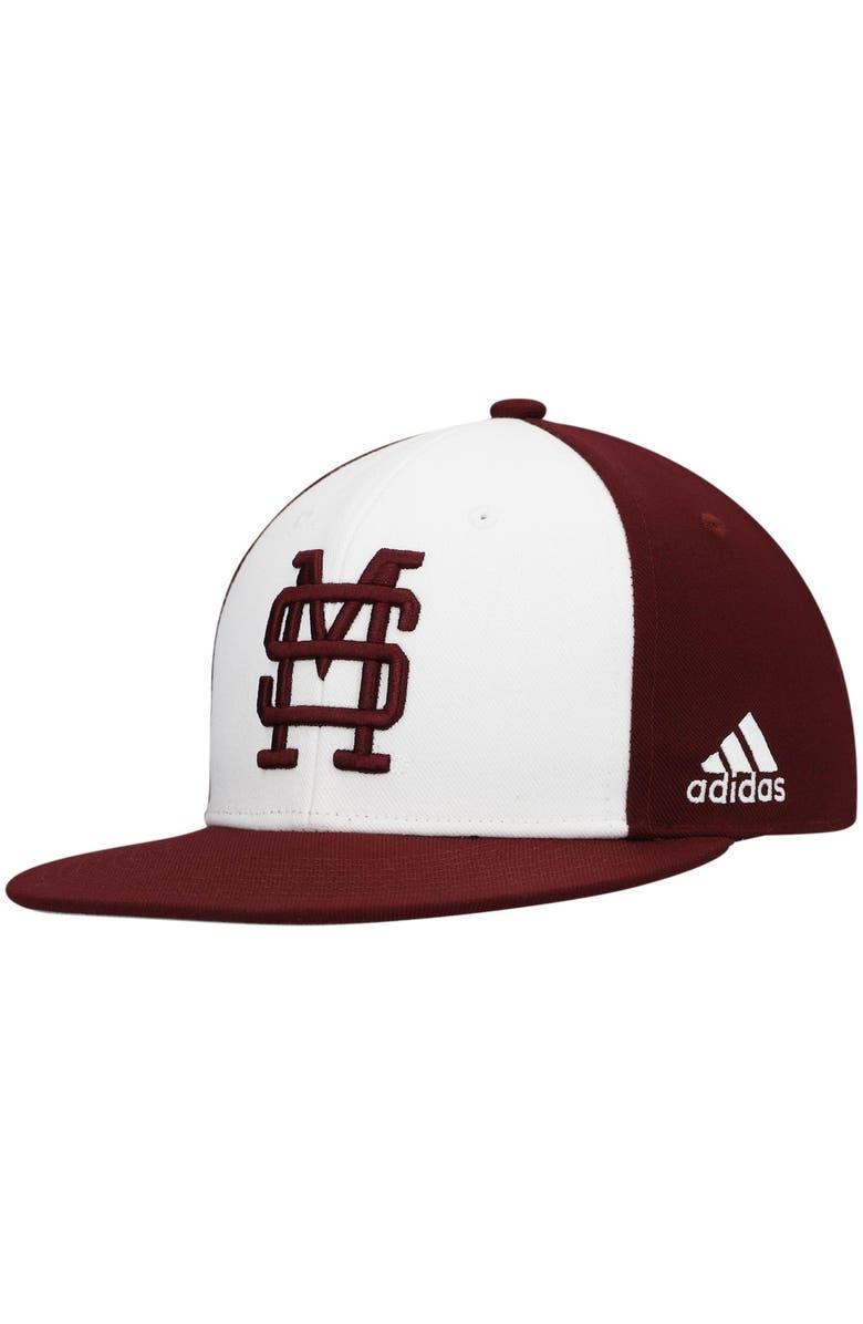 adidas Men's adidas White Mississippi State Bulldogs On-Field Baseball Fitted Hat, Alternate, color, White