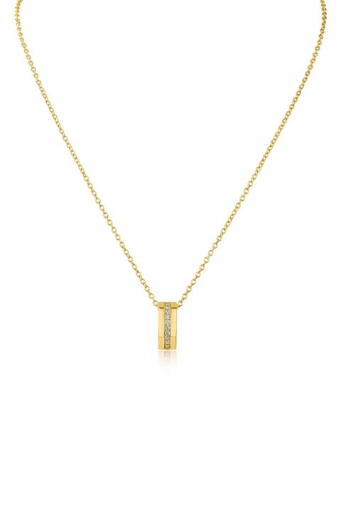 Pavé Cubic Zirconia Ring Pendant Necklace
