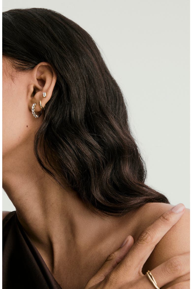 Lab Grown Sapphire Small Hoops, Alternate, color, Gold