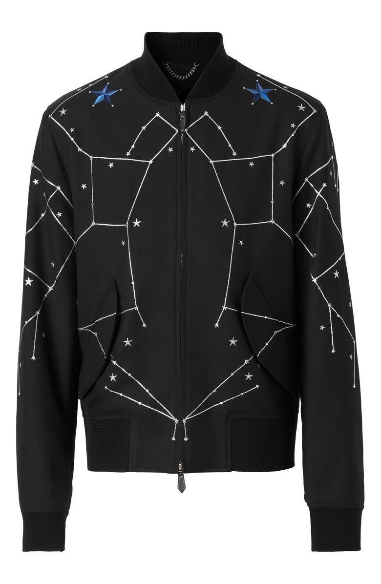 Burberry Linton Crystals Embroidered Bomber Jacket, Alternate, color, 
