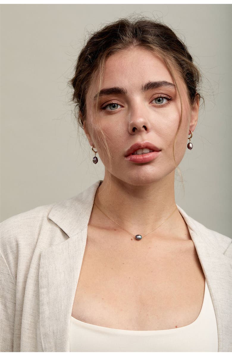 Set & Stones Adelle Pearl Hoop Earrings, Alternate, color, Gold / Peacock