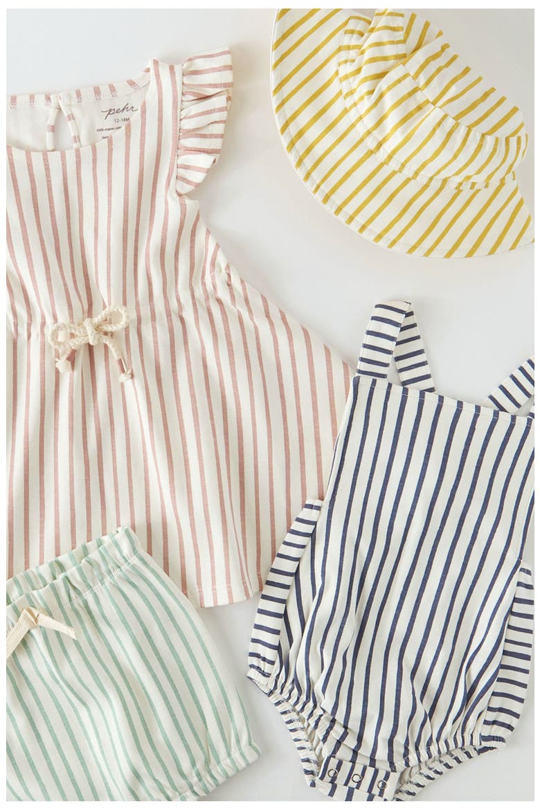 Crisscross Organic Cotton Bodysuit, Alternate, color, STRIPES AWAY INK BLUE