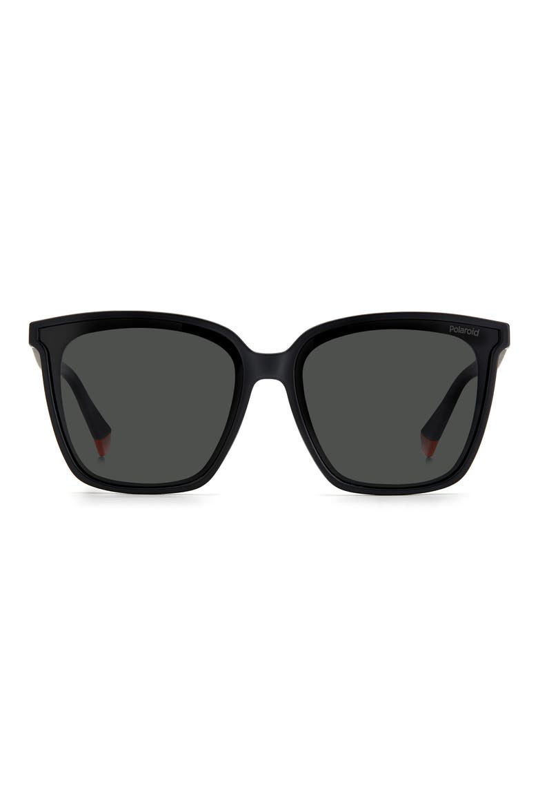 64mm Polarized Square Sunglasses, Main, color, MATTE BLACK / GRAY POLAR