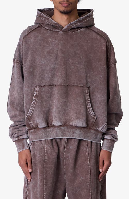 MNML MNML FRAYED SEAM ACID WASH COTTON FLEECE HOODIE