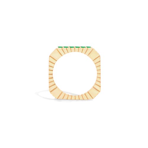 Campbell + Charlotte Spark Etched Stacking Band Ring In Gold