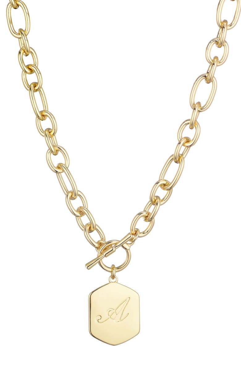 Adornia Monogram Initial Pendant Necklace, Alternate, color, Gold-A