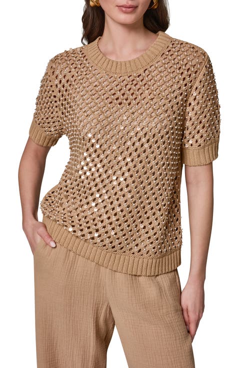 Pearl Detail Short Sleeve Sweater