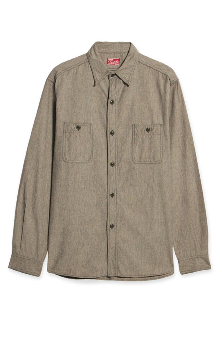 Fortela Otero Carbon Chambray Shirt, Main, color, Grey
