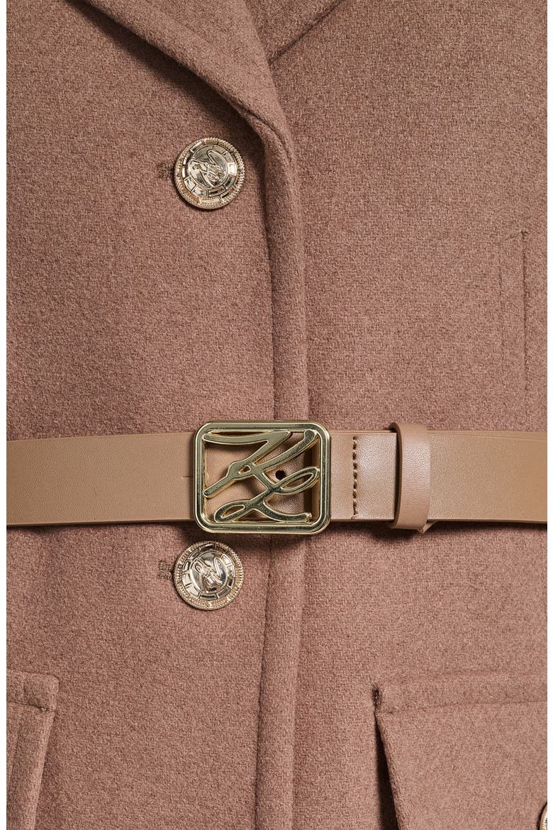 Belted Button Front Wool Blend Coat, Alternate, color, CAMEL