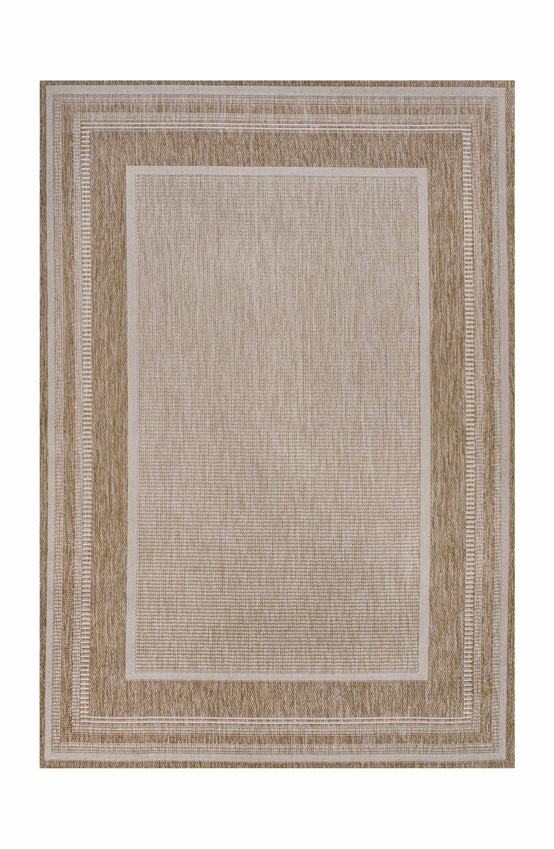 JONATHAN Y Beckett Classic Casual Border Stripe Indoor/Outdoor Area Rug, Alternate, color, Beige/Cream