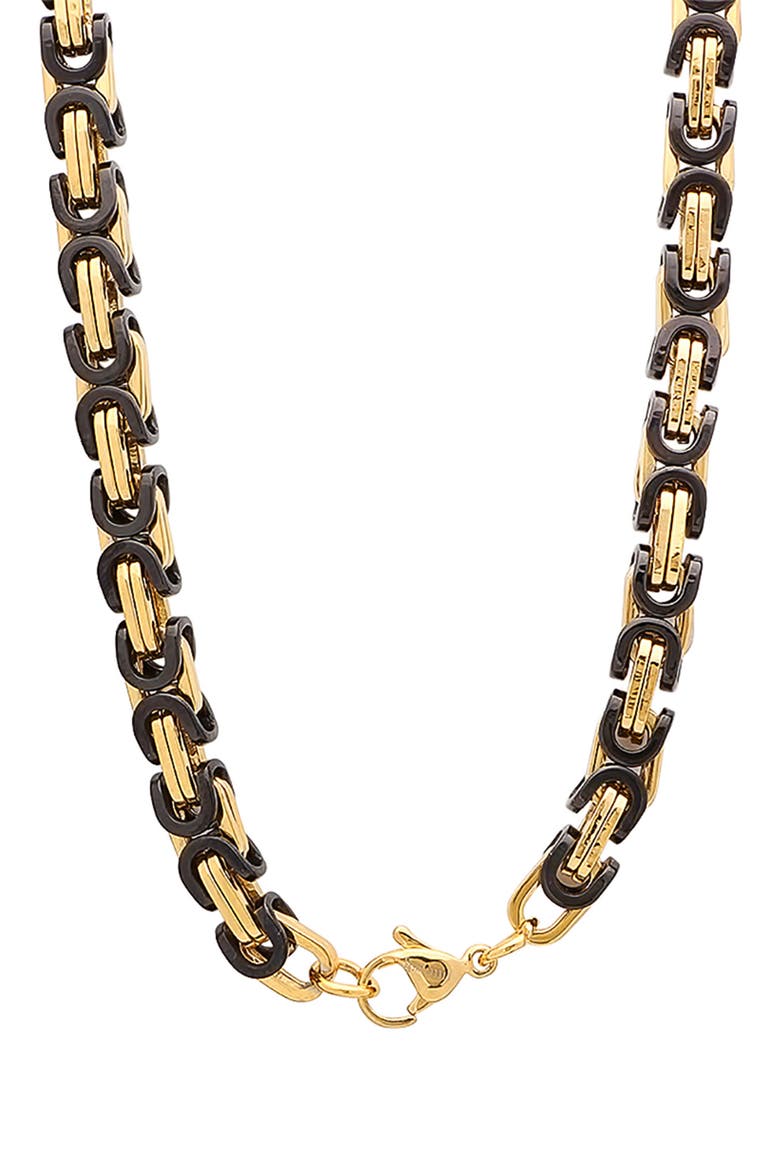 Men's Two-Tone 18K Gold Plated Stainless Steel 24" Byzantine Chain Necklace, Alternate, color, TWO TONE