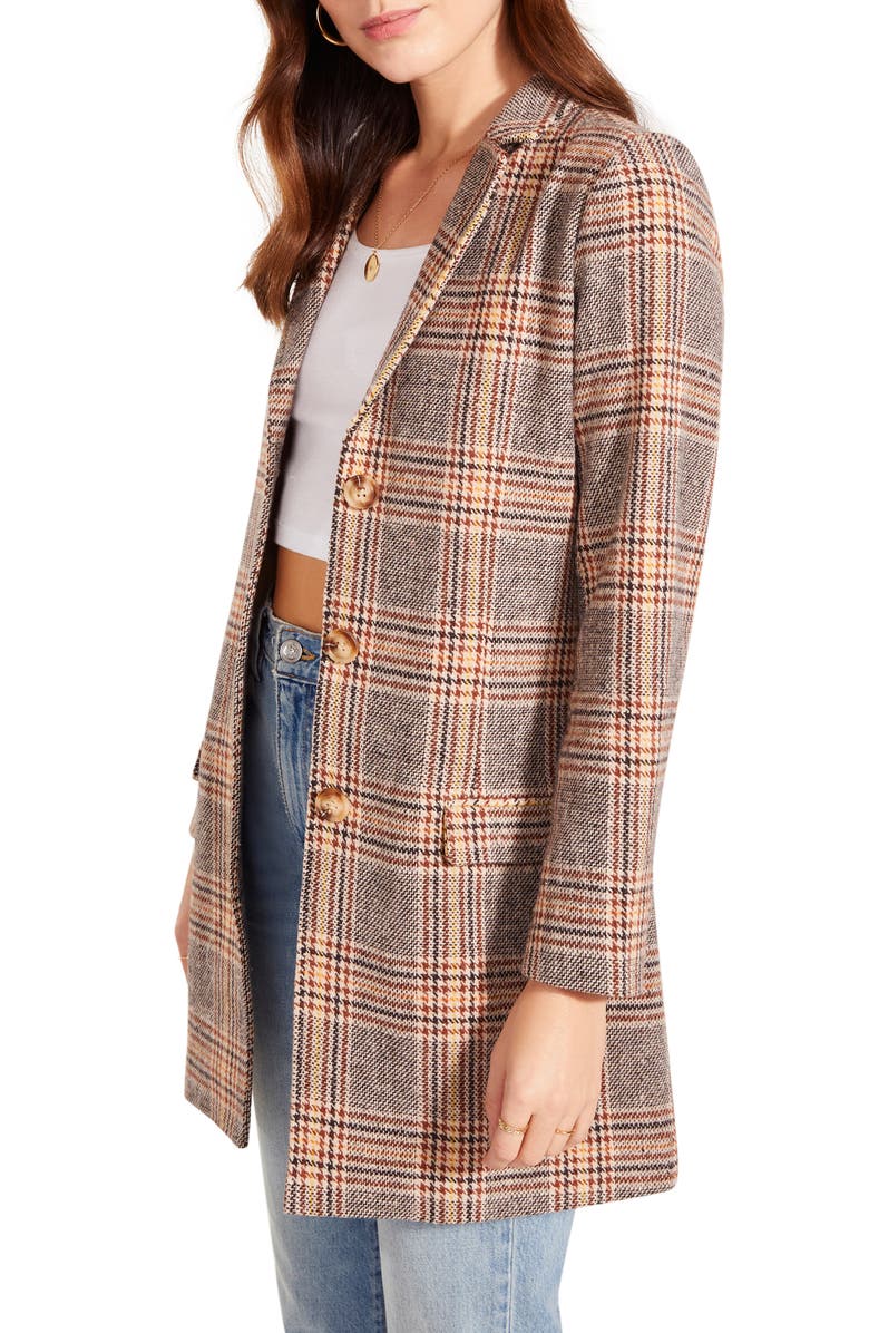 BB Dakota by Steve Madden Check You Out Plaid Longline Blazer, Alternate, color,
