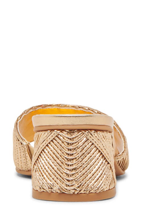 Dolce Vita Briton Deco Block Heel Sandal In Gold Metallic Woven