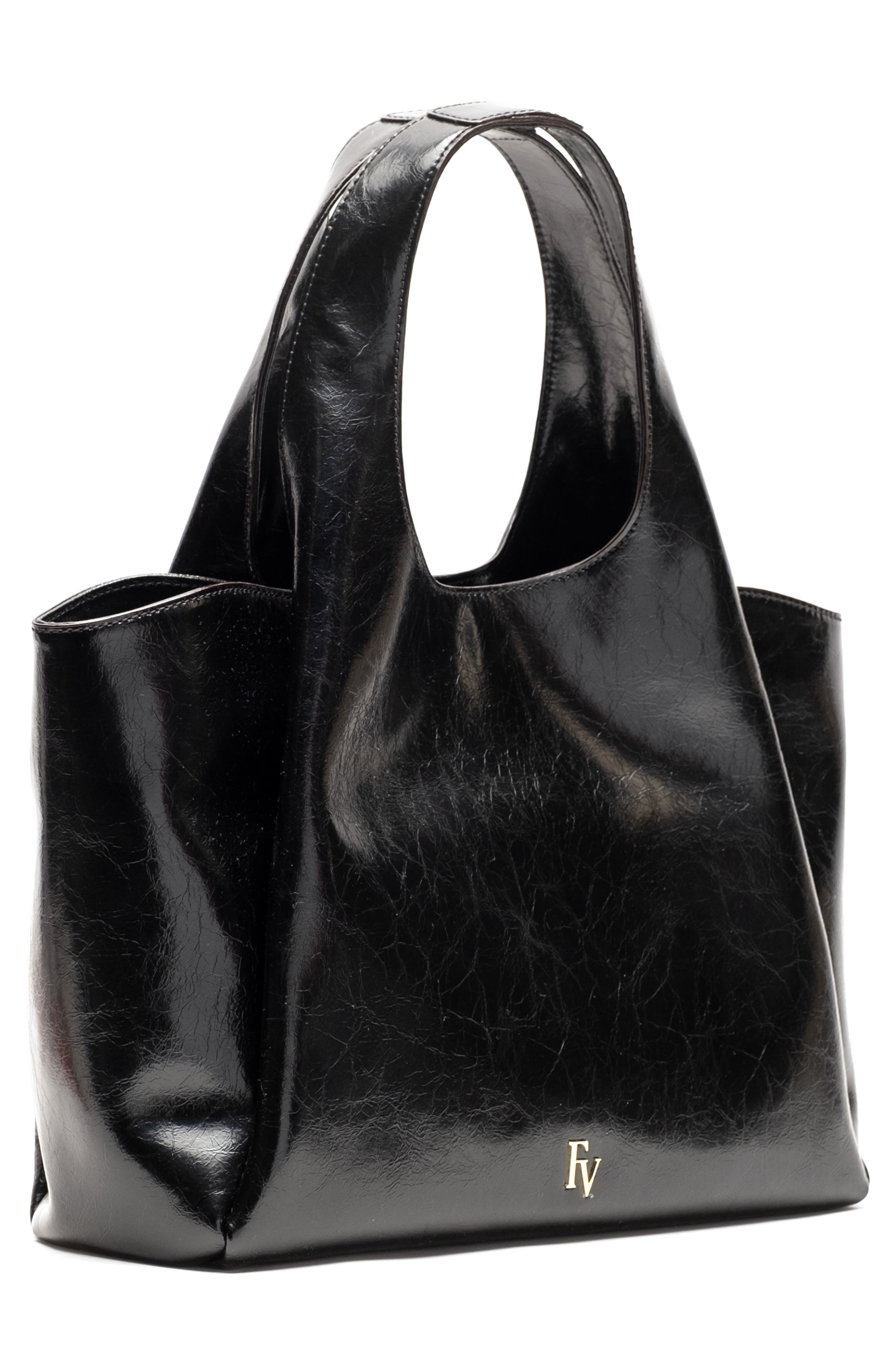Portia Crinkled Leather Shoulder Bag, Alternate, color, BLACK