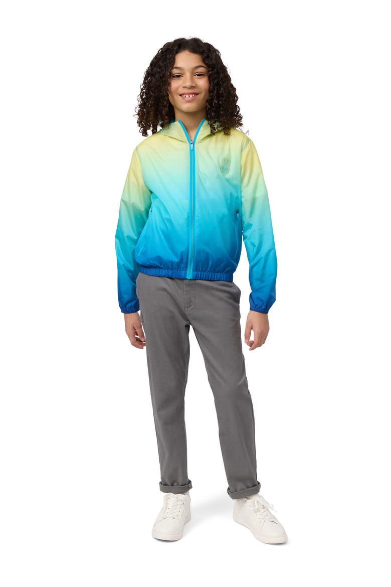 Kids' Ombré Water Repellent Zip-Up Hooded Jacket, Alternate, color, ATOMIC BLUE