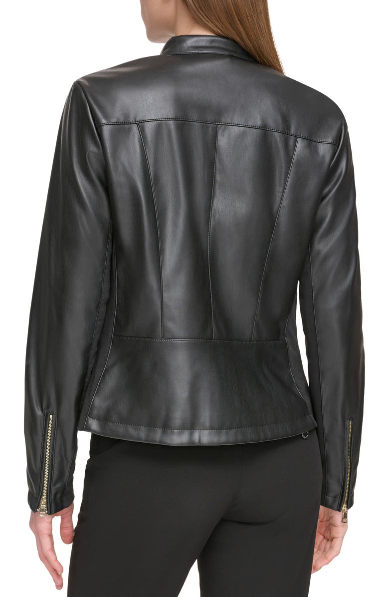 Calvin Klein Faux Leather Moto Jacket, Alternate, color,