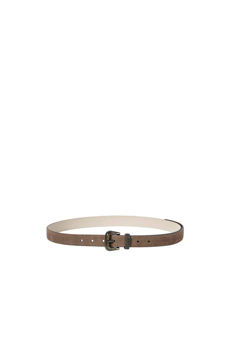 Sparkling textured leather belt with monili, Alternate, color, Bark