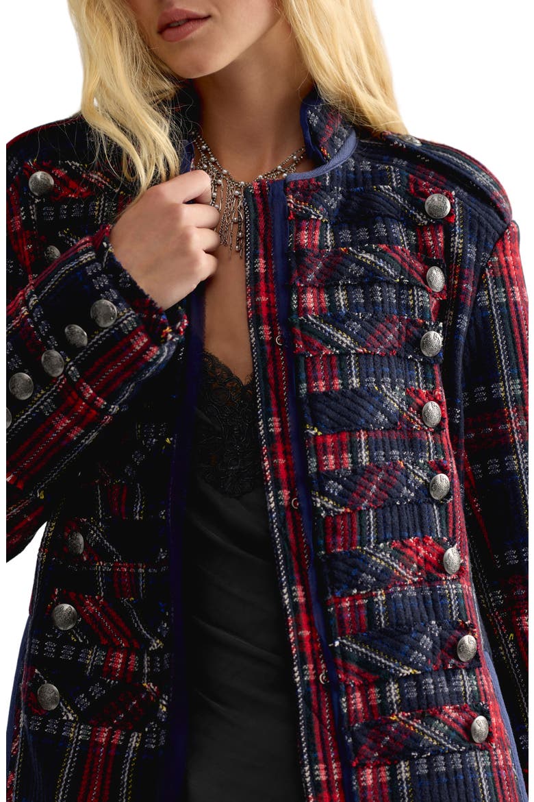 Ace of Swords Tartan Coat, Alternate, color, DARK COMBO