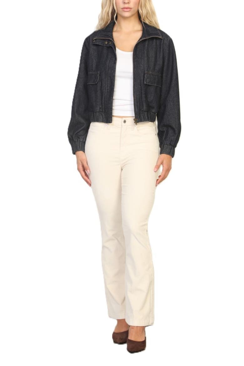 Washed Zip Front Denim Jacket, Alternate, color, DARK INDIGO