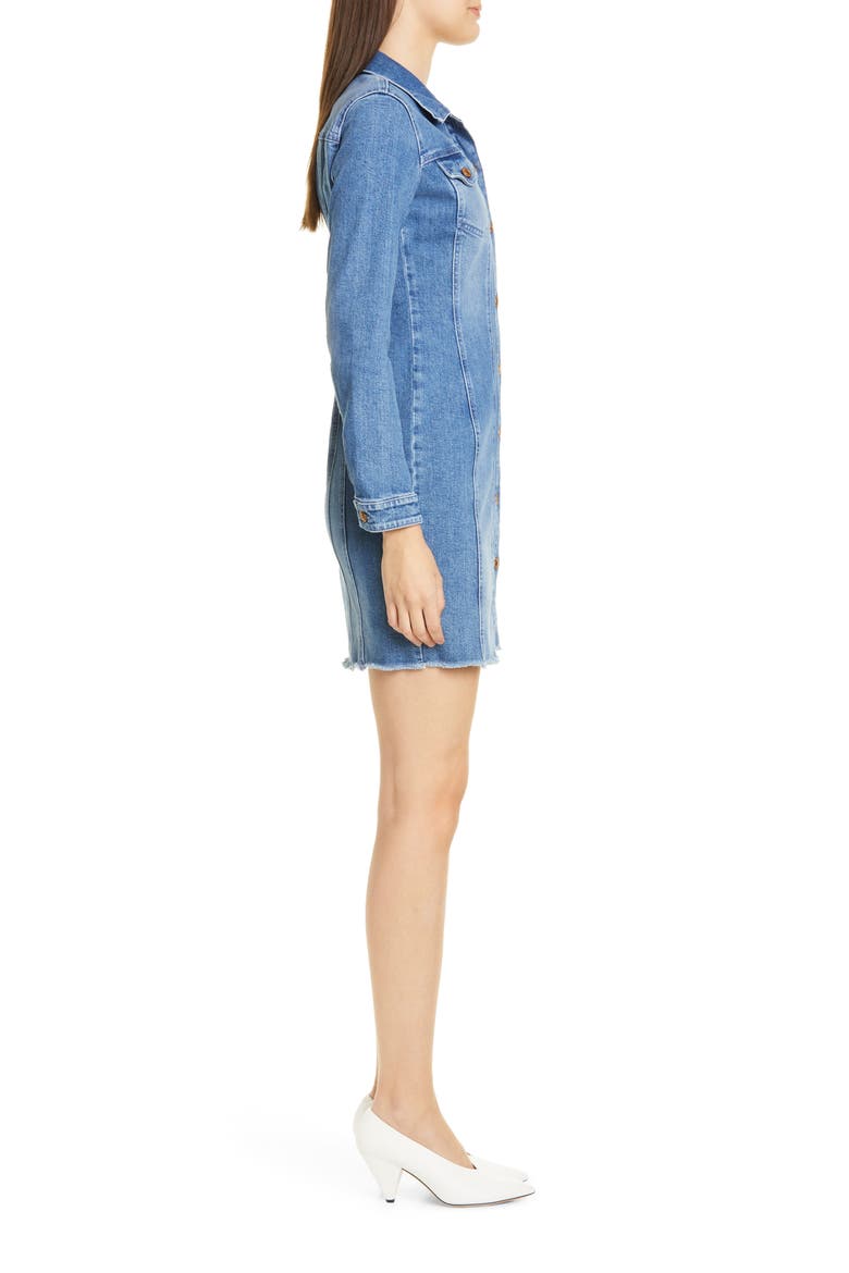 Long Sleeve Denim Minidress, Alternate, color, TURQUOISE/ AQUA