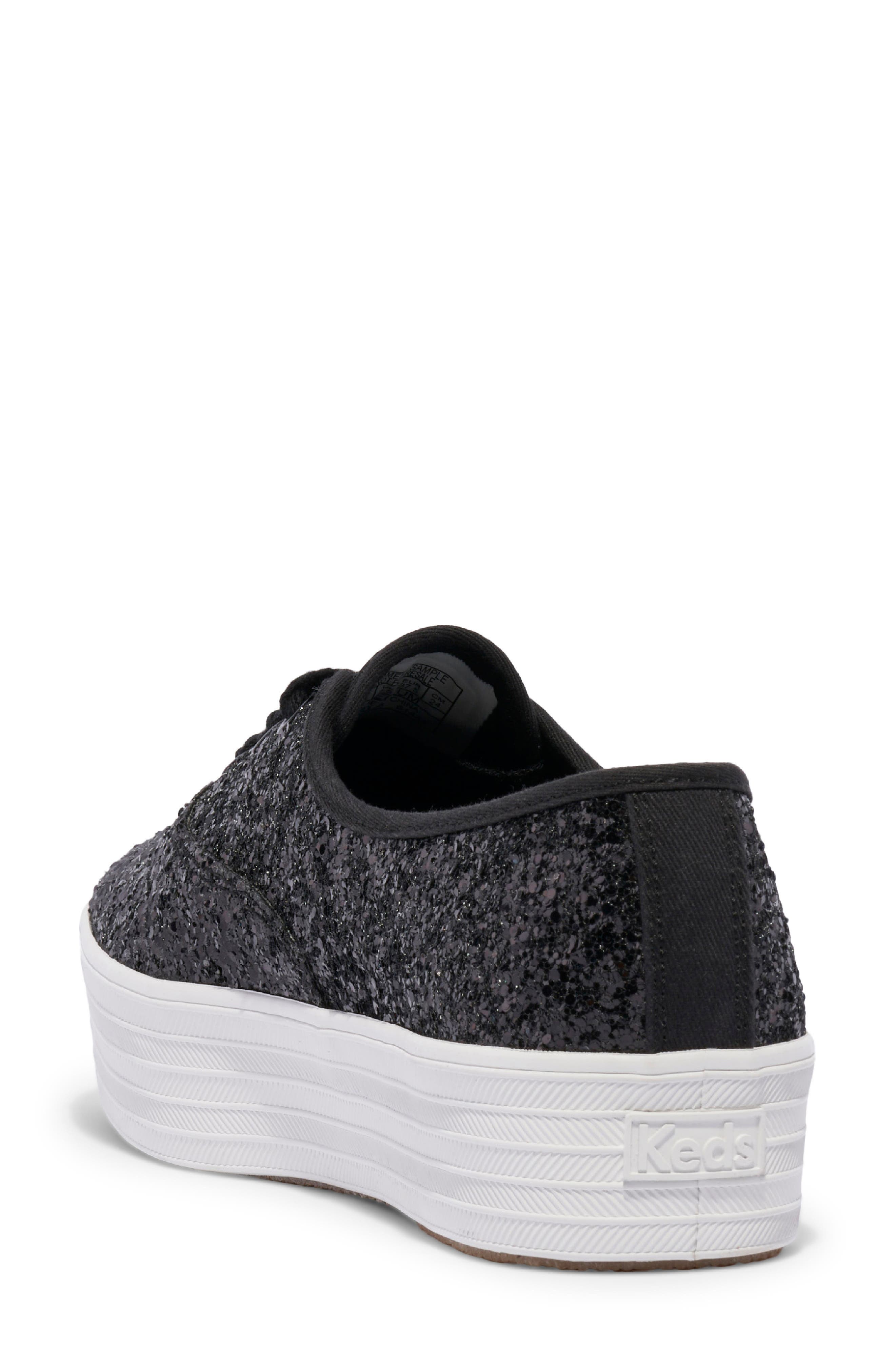 Keds<sup>®</sup> Point Glitter Platform Sneaker, Alternate, color, Black Glitter