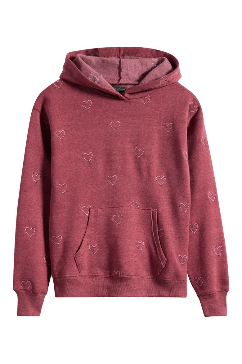 Kids' Heart Embroidered Hoodie, Main, color, MAROON