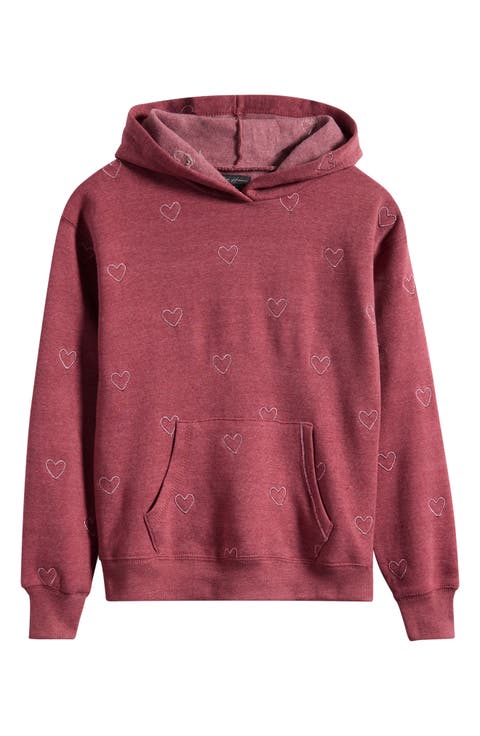 Kids' Heart Embroidered Hoodie