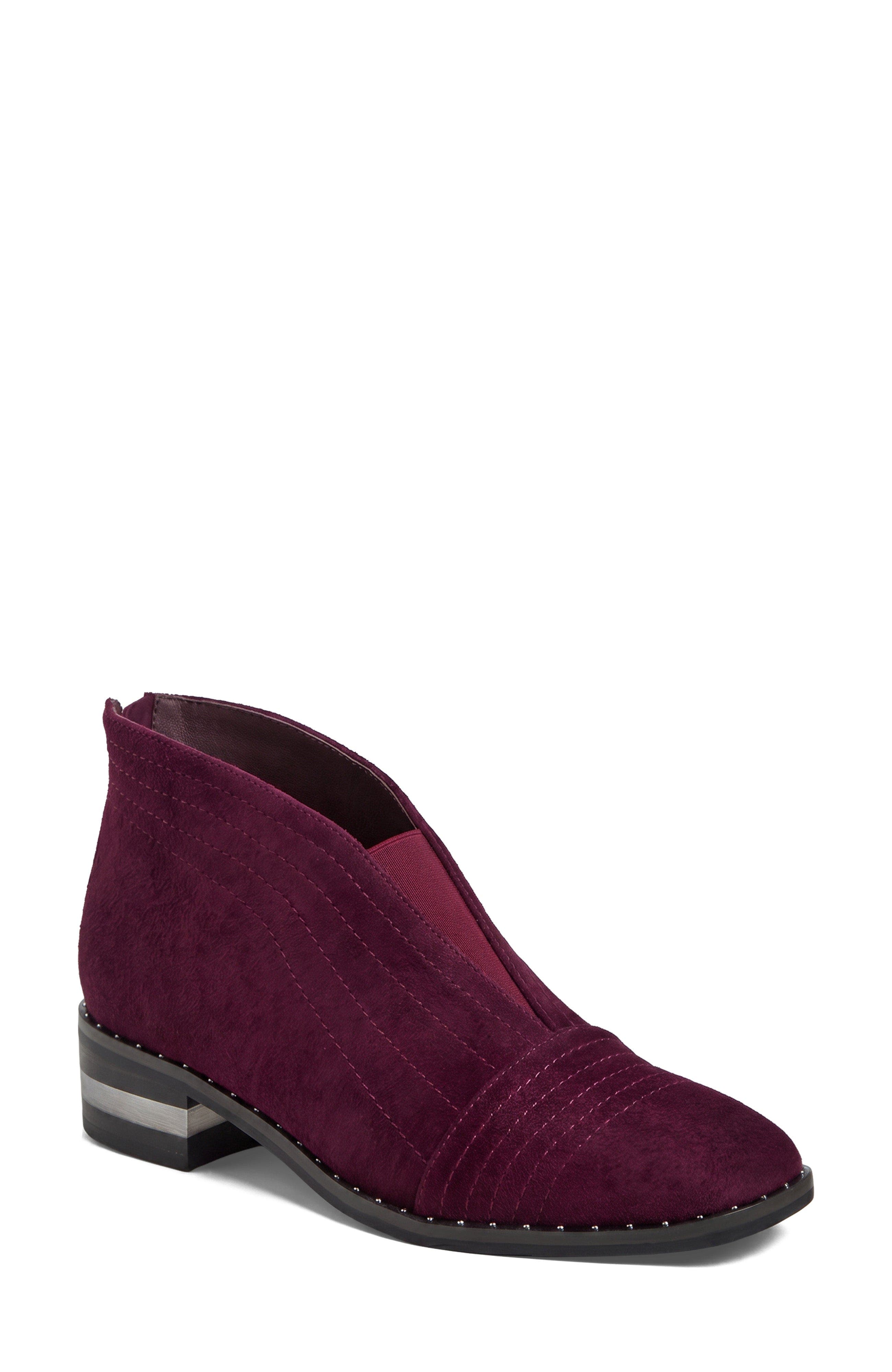 Faradays Back Zip Boot, Main, color, Burgundy Black WR Suede
