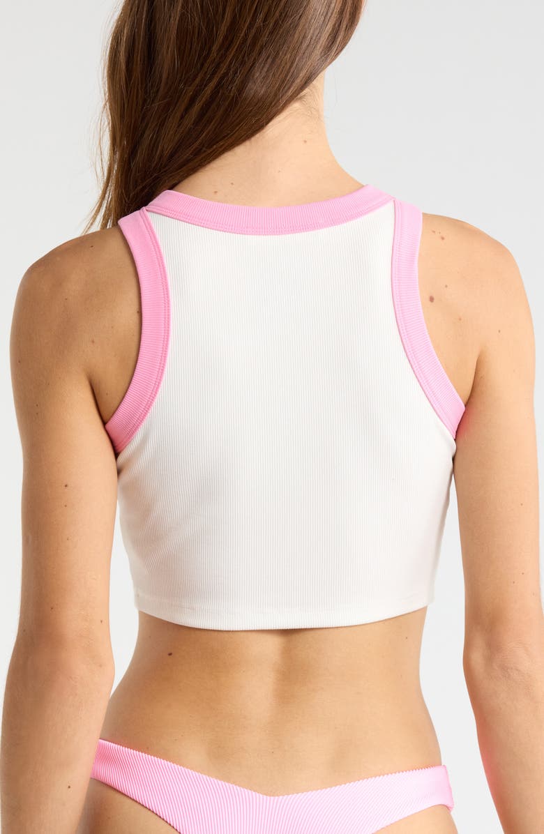 Kulani Kinis Embroidered Crop Cover-Up Tank Top, Alternate, color, White/ Island Rose